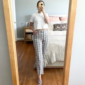 Moschino Cheap and Chic Blue and Brown Plaid Crop Pants